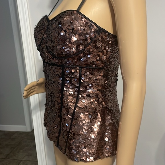 Cache Luxe Y2K Copper Corset Style Chic Blouse Medium - Picture 6 of 7